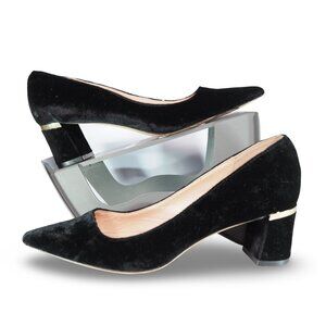 Kate Spade Milan Too Point Toe Velvet Black Heels Women's 7M Black / Gold Accent